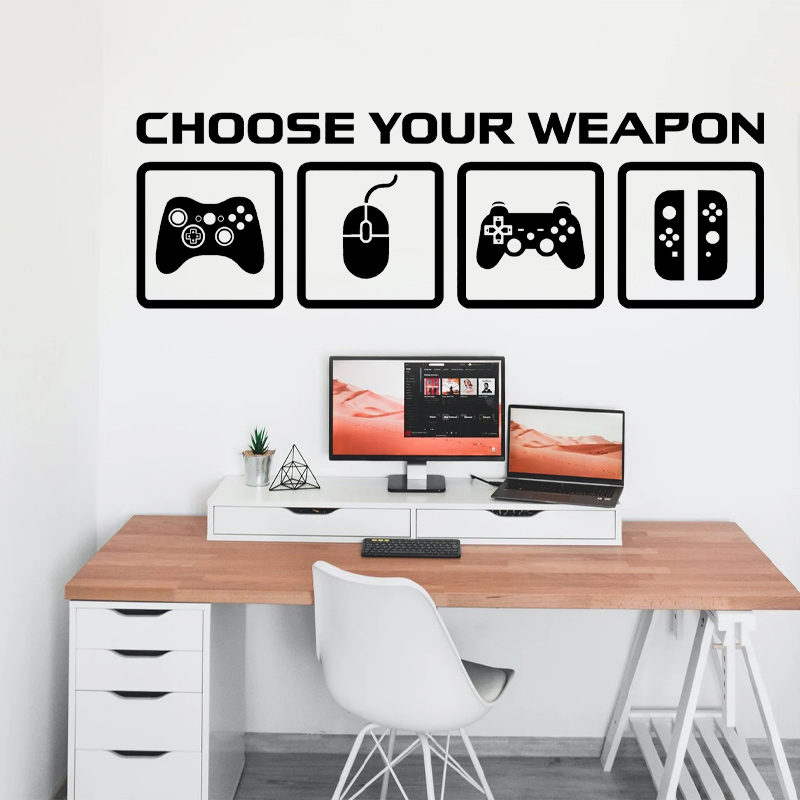 Gaming Accessories Wallpaper - Video oyunu dekor duvar çıkartması silah